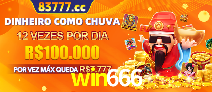 Banner do programa de recompensas Recomende para amigos do win666, detalhando os bônus por convidar amigos, com prêmios que chegam a R$288.888.