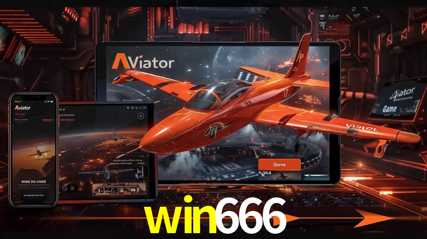 Apresentação tecnológica do jogo Aviator com um avião saindo da tela de um tablet, demonstrando a experiência imersiva em múltiplos dispositivos no win666.