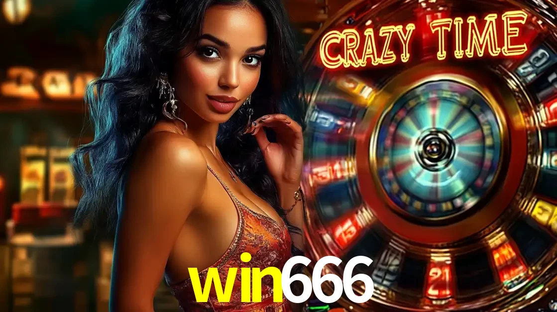 Mulher elegante ao lado da vibrante roda da fortuna do jogo de cassino ao vivo Crazy Time, um dos game shows mais populares e cheios de prêmios do win666.
